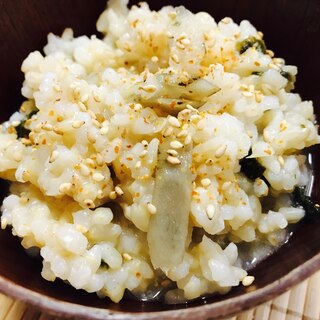 リメイク！ゴボウと海苔入り味噌汁雑炊